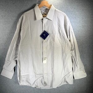 Vintage 80s Burberrys Dress Shirt Men 17.5-34 Gray Striped Long Sleeve Button-Up